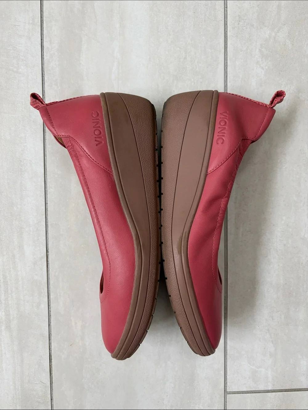 Vionic Jacey Wedge Leather Almond Toe Dusty Cedar Pink 8